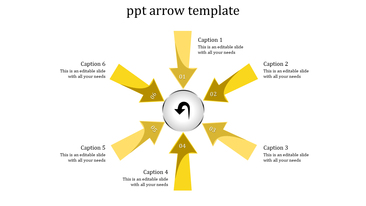 Creative Arrows PowerPoint Templates With Six Node